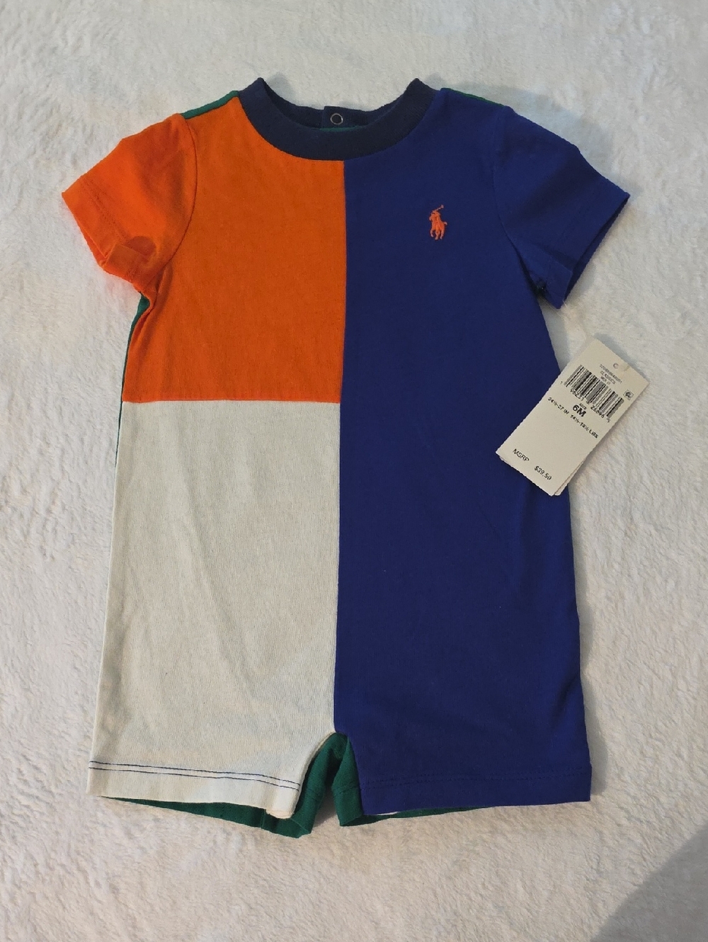 Ralph Lauren Colorblock Short Romper - Blue & Orange